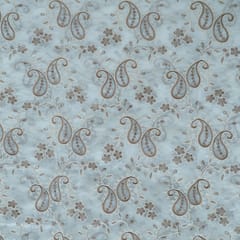 Off White Color Tencel Embroidered Fabric