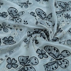 Black Color Tencel Embroidered Fabric