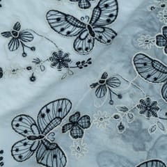 Black Color Tencel Embroidered Fabric