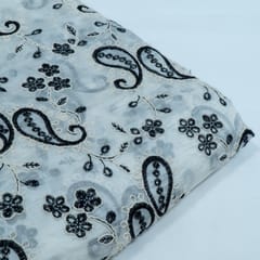 Black Color Tencel Embroidered Fabric