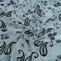 Black Color Tencel Embroidered Fabric