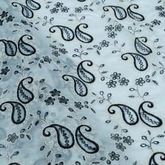 Black Color Tencel Embroidered Fabric