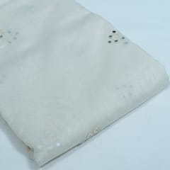 Off White Color Chanderi Embroidered Fabric