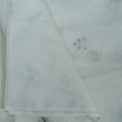 Off White Color Chanderi Embroidered Fabric