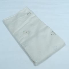 Off White Color Chanderi Embroidered Fabric