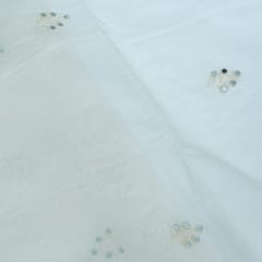 Off White Color Chanderi Embroidered Fabric