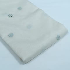 Off White Color Chanderi Embroidered Fabric