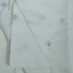 Off White Color Chanderi Embroidered Fabric