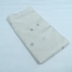 Off White Color Chanderi Embroidered Fabric