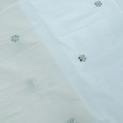 Off White Color Chanderi Embroidered Fabric