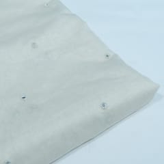 Off White Color Chanderi Embroidered Fabric