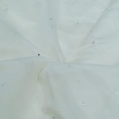 Off White Color Chanderi Embroidered Fabric