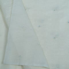 Off White Color Chanderi Embroidered Fabric