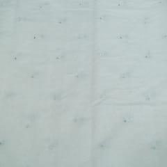 Off White Color Chanderi Embroidered Fabric