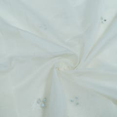 Off White Color Chanderi Embroidered Fabric