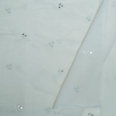 Off White Color Chanderi Embroidered Fabric