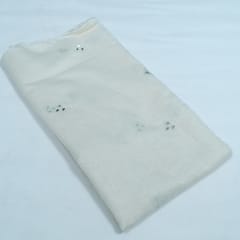 Off White Color Chanderi Embroidered Fabric