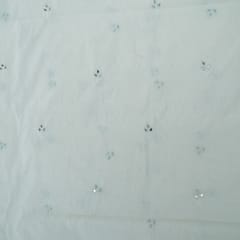 Off White Color Chanderi Embroidered Fabric