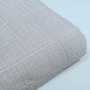 Light Peach Color Chinon Chiffon Embroidered Fabric