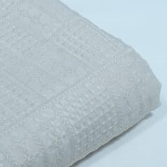 Ivory Color Chinon Chiffon Embroidered Fabric