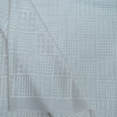 Ivory Color Chinon Chiffon Embroidered Fabric