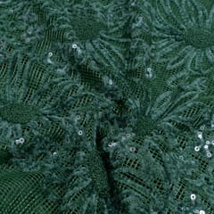 Green Color Imported Net Embroidered Fabric