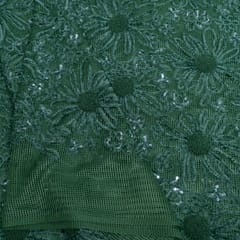 Green Color Imported Net Embroidered Fabric