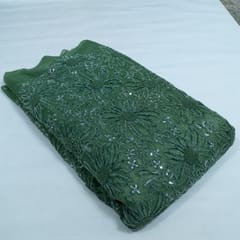 Green Color Imported Net Embroidered Fabric