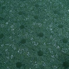 Green Color Imported Net Embroidered Fabric