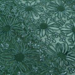 Green Color Imported Net Embroidered Fabric
