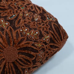 Brown Color Imported Net Embroidered Fabric