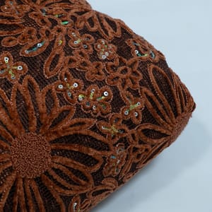 Brown Color Imported Net Embroidered Fabric