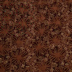 Brown Color Imported Net Embroidered Fabric