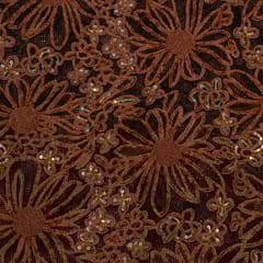 Brown Color Imported Net Embroidered Fabric