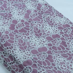 Move Color Crepe Cutwork Embroidered Fabric