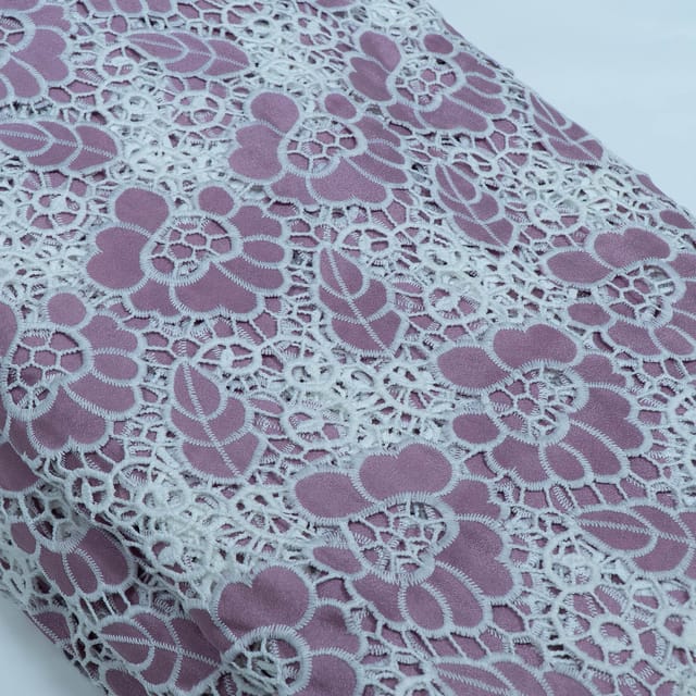 Move Color Crepe Cutwork Embroidered Fabric