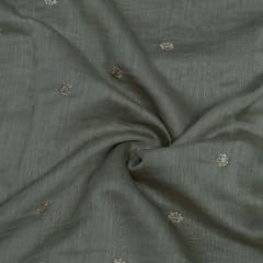 Taupe Color Mal Chanderi Embroidered Fabric