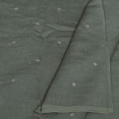 Taupe Color Mal Chanderi Embroidered Fabric