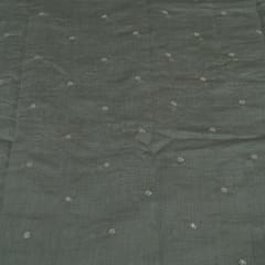 Taupe Color Mal Chanderi Embroidered Fabric