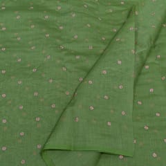 Green Color Mal Chanderi Embroidered Fabric