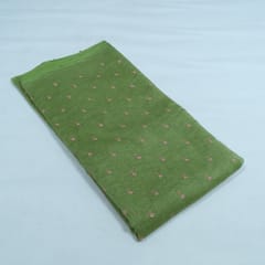 Green Color Mal Chanderi Embroidered Fabric