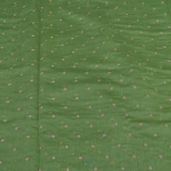 Green Color Mal Chanderi Embroidered Fabric