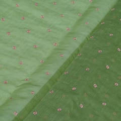 Green Color Mal Chanderi Embroidered Fabric