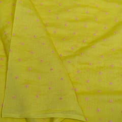 Yellow Color Mal Chanderi Embroidered Fabric