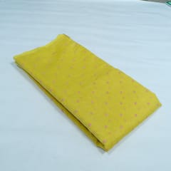 Yellow Color Mal Chanderi Embroidered Fabric