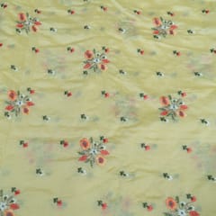 Yellow Color Chanderi Embroidered Fabric