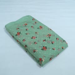 Green Color Mal Chanderi Embroidered Fabric