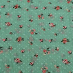 Green Color Mal Chanderi Embroidered Fabric