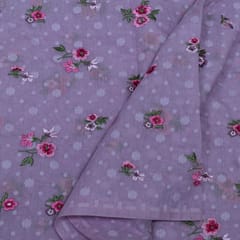 Lavender Color Mal Chanderi Embroidered Fabric