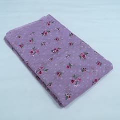 Lavender Color Mal Chanderi Embroidered Fabric